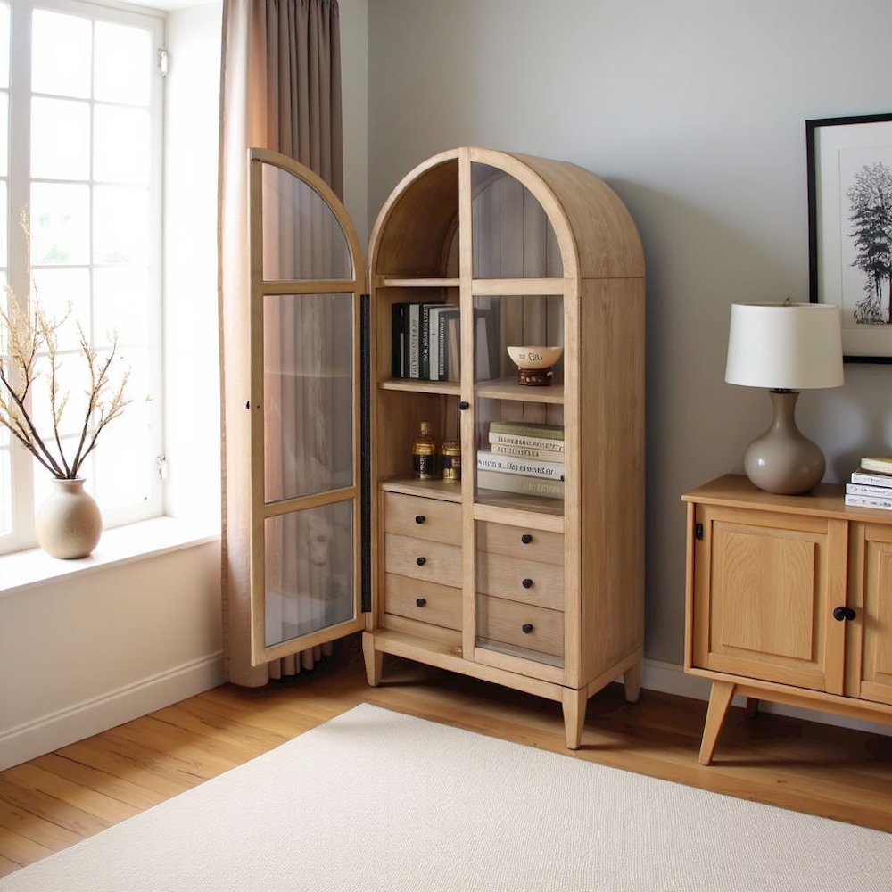 Elegant Arch Cabinet with Storage, Wood Hutch Cabinet for Living Room. Picture 3