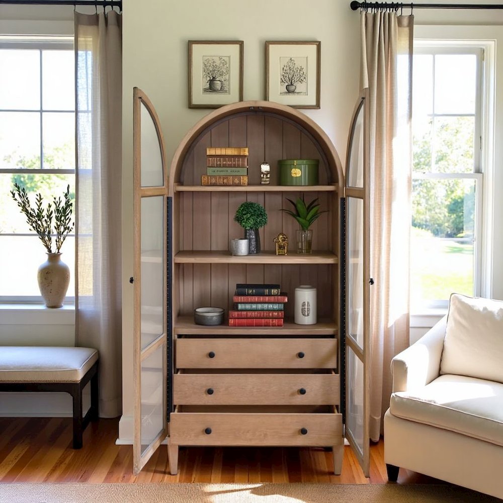 Elegant Arch Cabinet with Storage, Wood Hutch Cabinet for Living Room. Picture 4