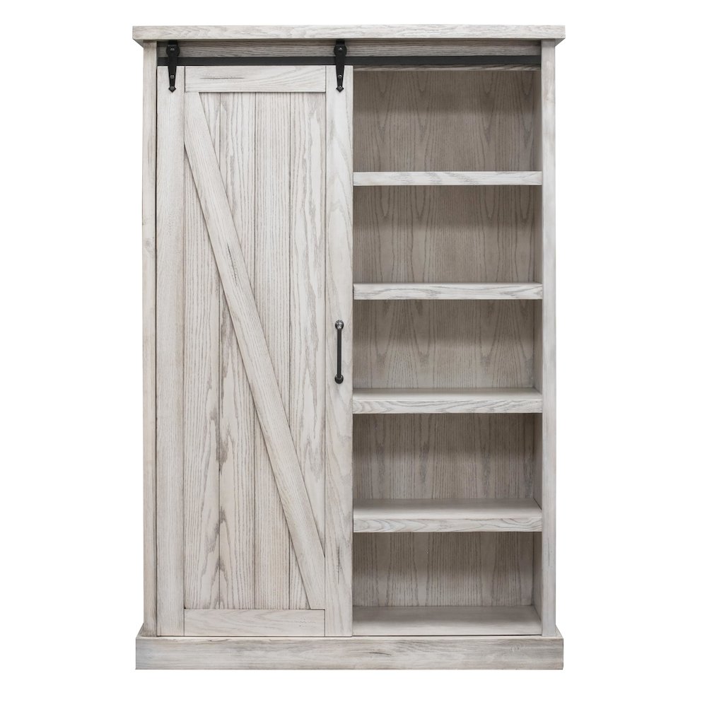 Avondale Rustic Barn Door Bookcase, White. Picture 4