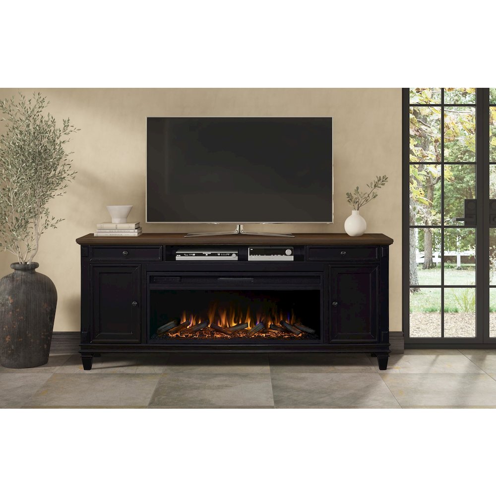 Hartford Fireplace Console 76 " Fully Assembled, Black. Picture 2