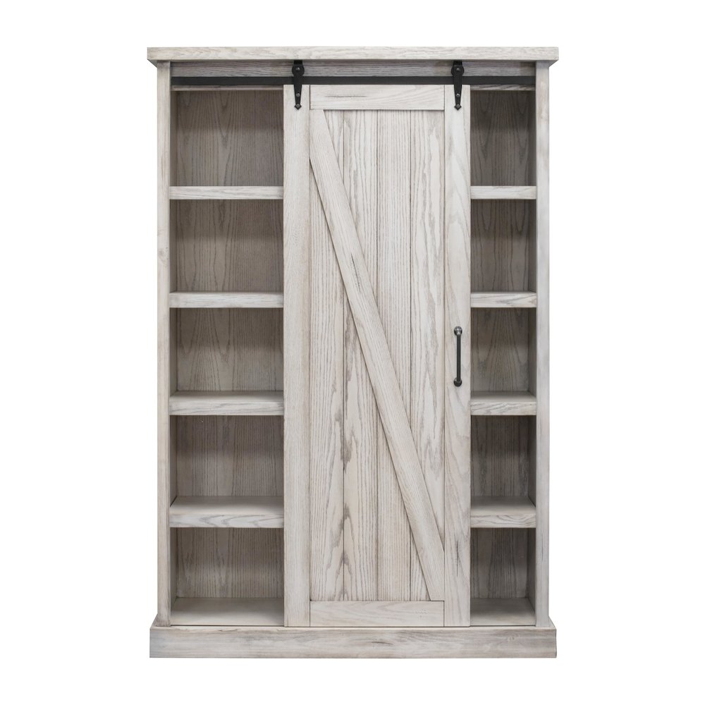 Avondale Rustic Barn Door Bookcase, White. Picture 5