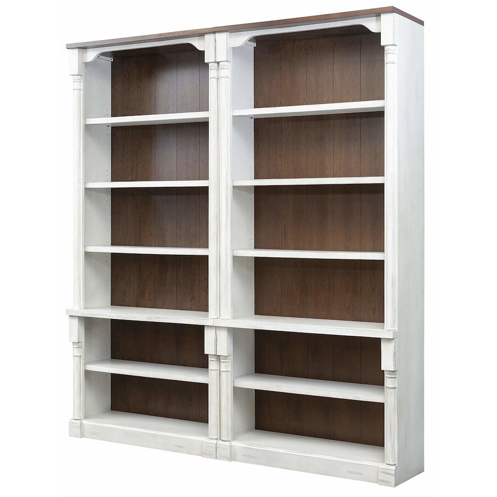 Durham Two Rustic Open 8' Wood Bookcase, White. Picture 2