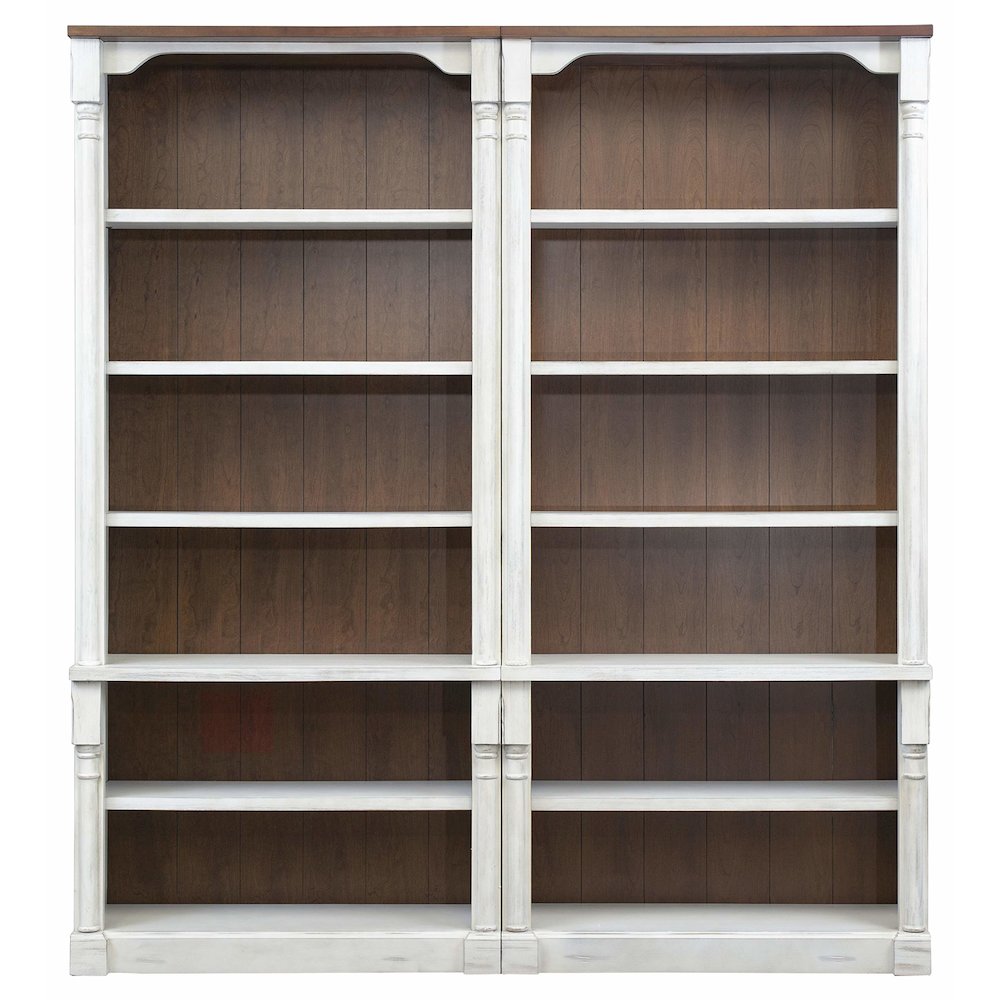 Durham Two Rustic Open 8' Wood Bookcase, White. Picture 1