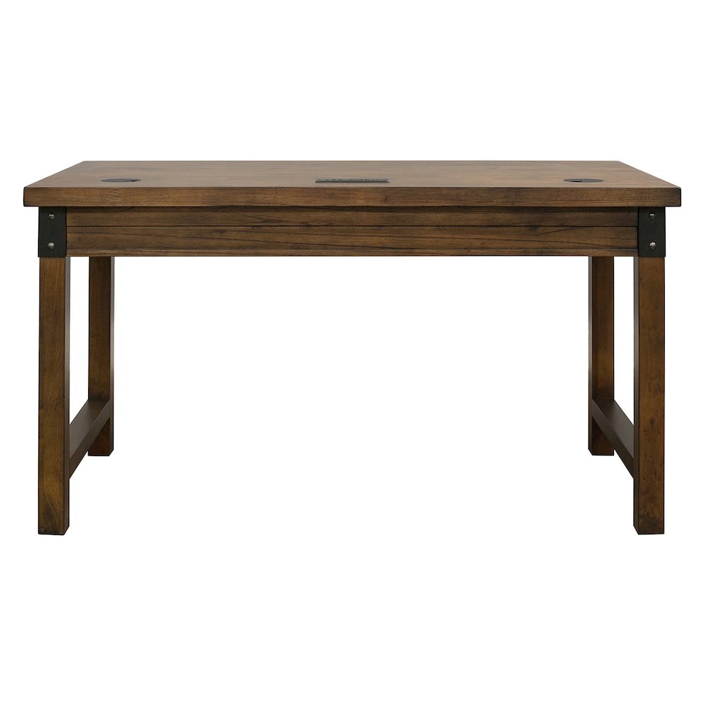 Rustic Walnut Color Farmhouse Desk, Long Wooden Table for Office Use. Picture 4
