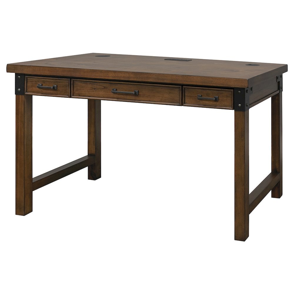 Rustic Walnut Color Farmhouse Desk, Long Wooden Table for Office Use. Picture 5