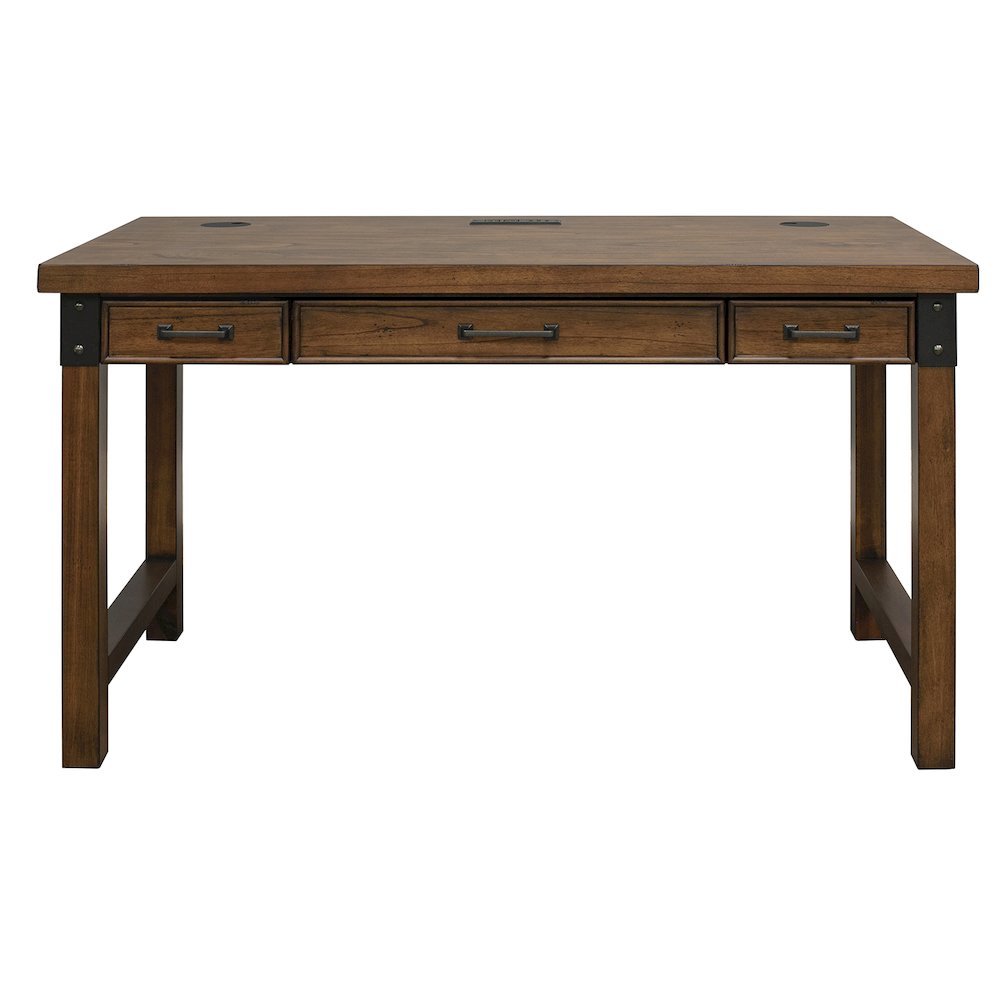 Rustic Walnut Color Farmhouse Desk, Long Wooden Table for Office Use. Picture 6