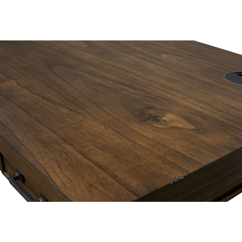 Rustic Walnut Color Farmhouse Desk, Long Wooden Table for Office Use. Picture 10