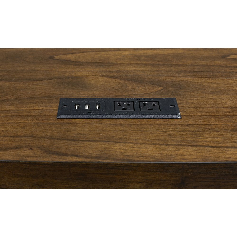 Rustic Walnut Color Farmhouse Desk, Long Wooden Table for Office Use. Picture 11