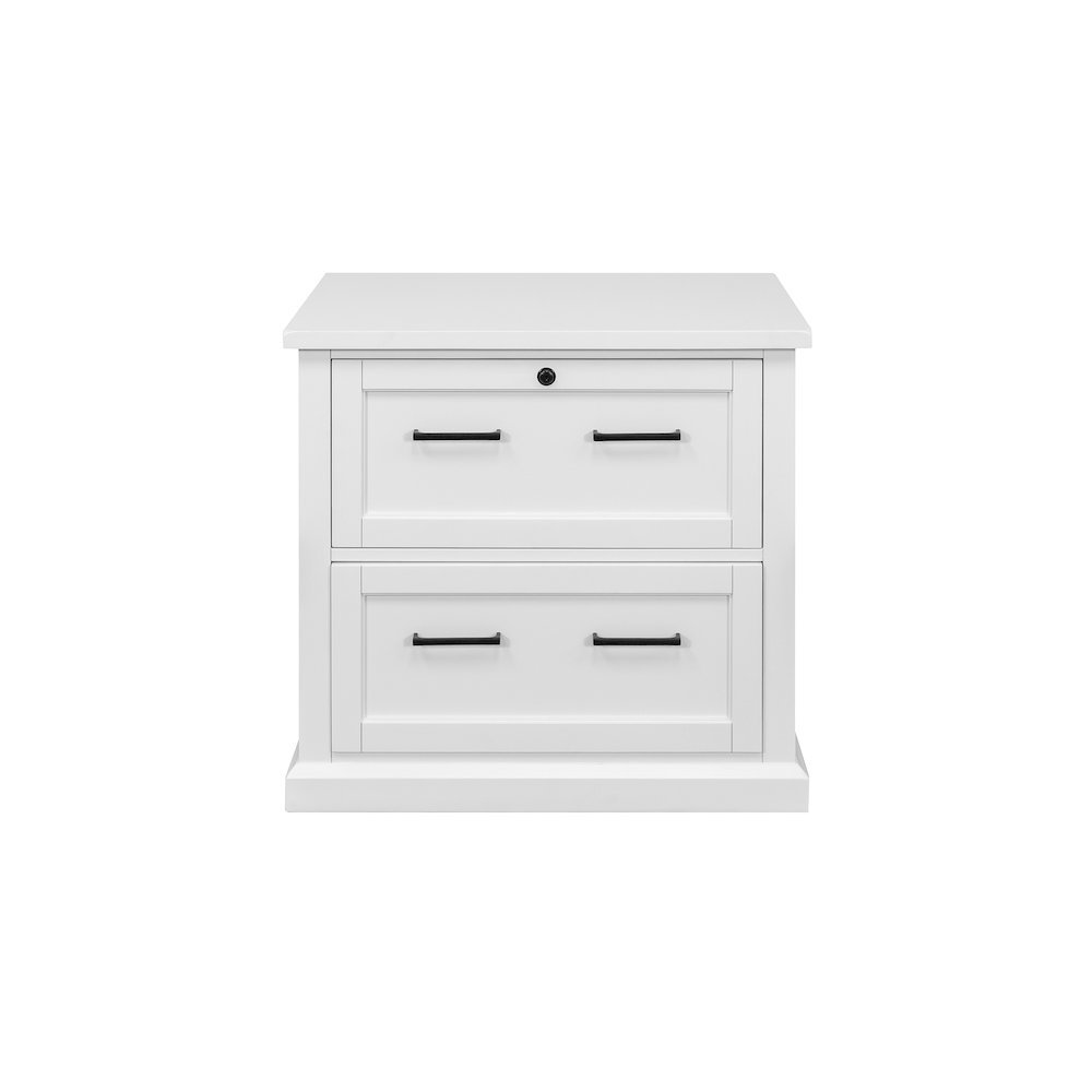 Wood Lateral File Cabinet, 2 Locking File Drawers, White Finish. Picture 4