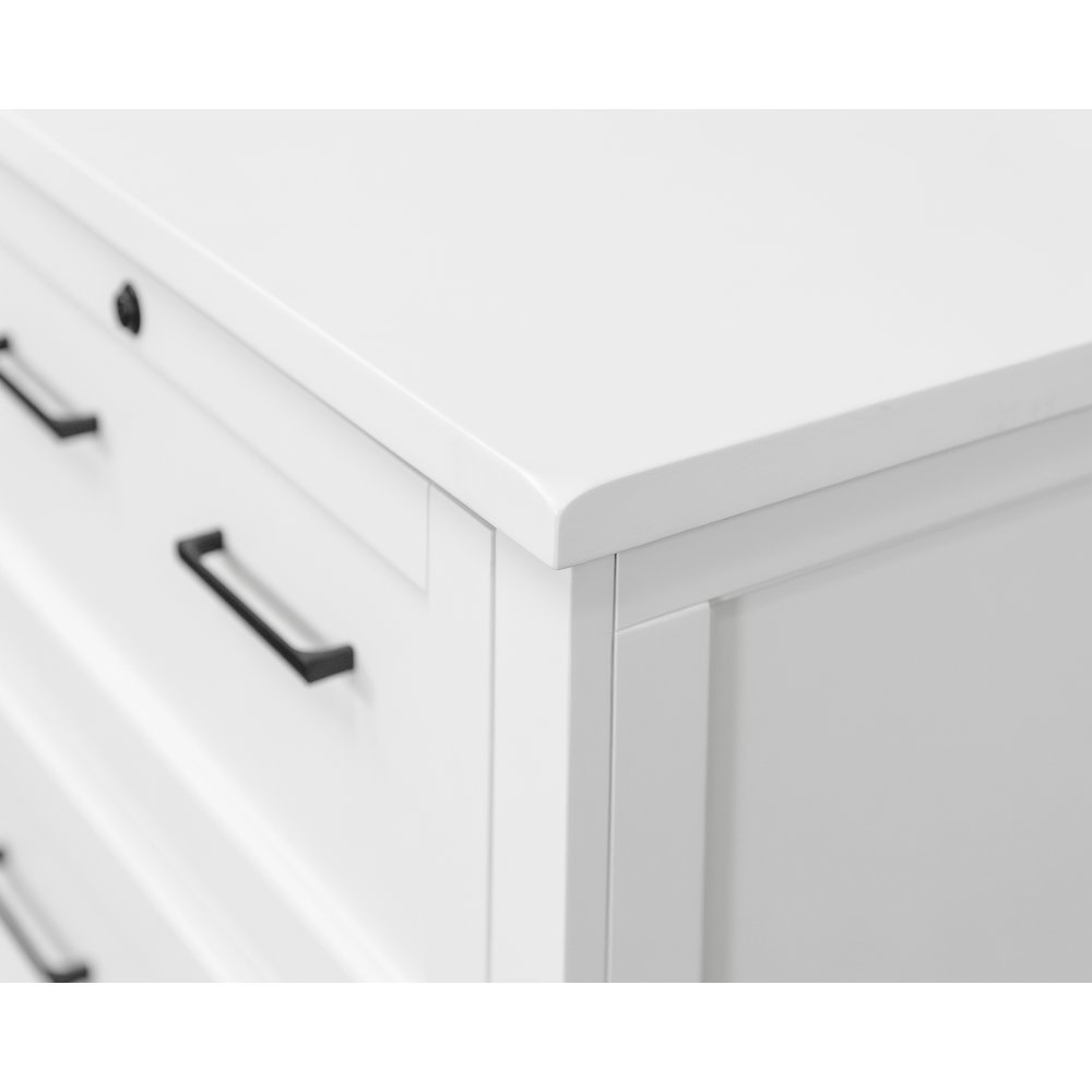 Wood Lateral File Cabinet, 2 Locking File Drawers, White Finish. Picture 6