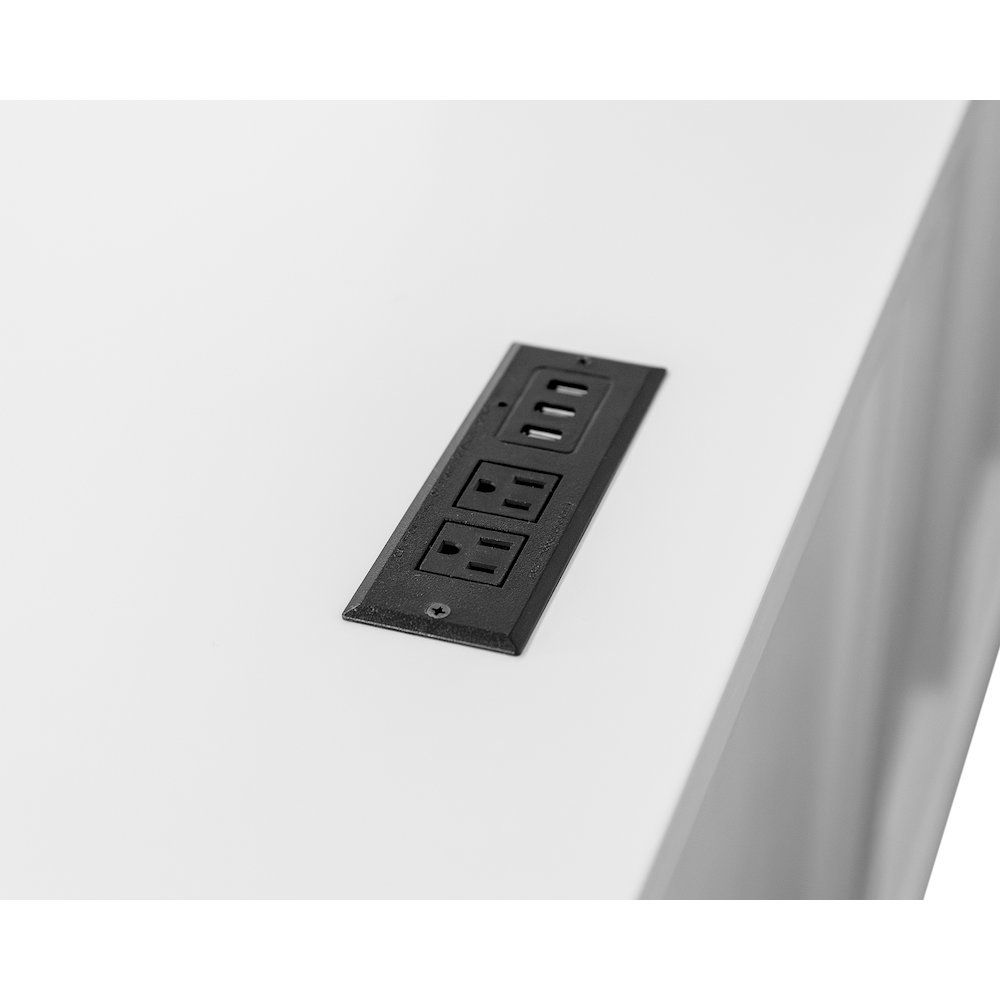 Wood L-Desk & Return, 6 Drawers, 2 Locking Files, Power Center, White. Picture 8