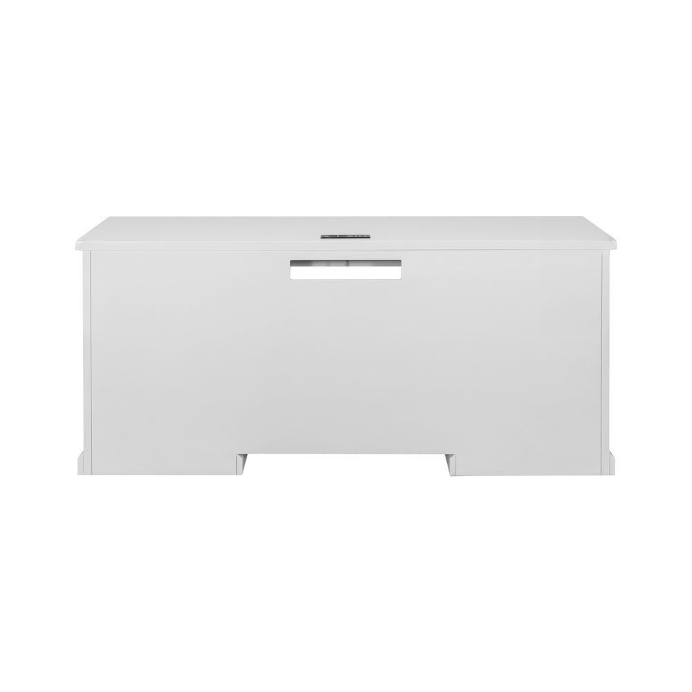 Modern Wood Desk, 7 Drawers, 2 Locking Files, Power Center, White. Picture 8