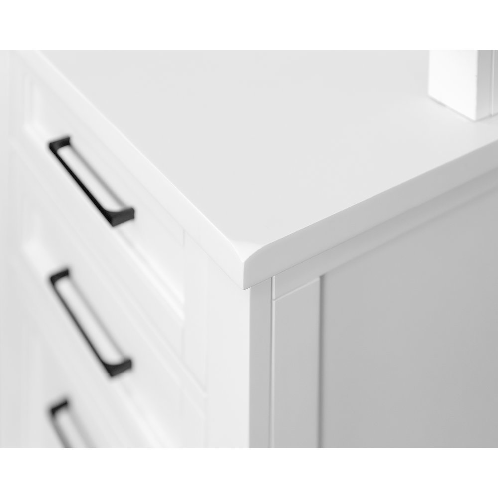 Modern Wood Desk, 7 Drawers, 2 Locking Files, Power Center, White. Picture 5
