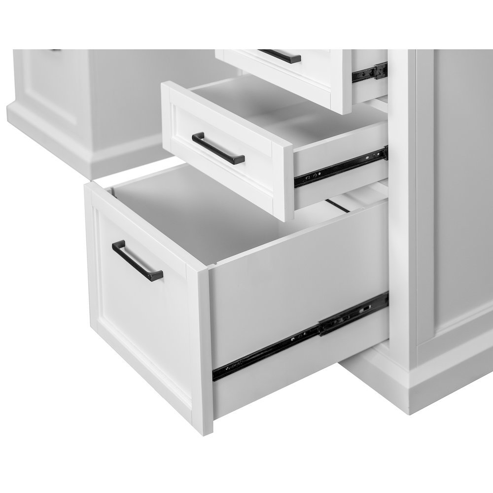 Modern Wood Desk, 7 Drawers, 2 Locking Files, Power Center, White. Picture 6