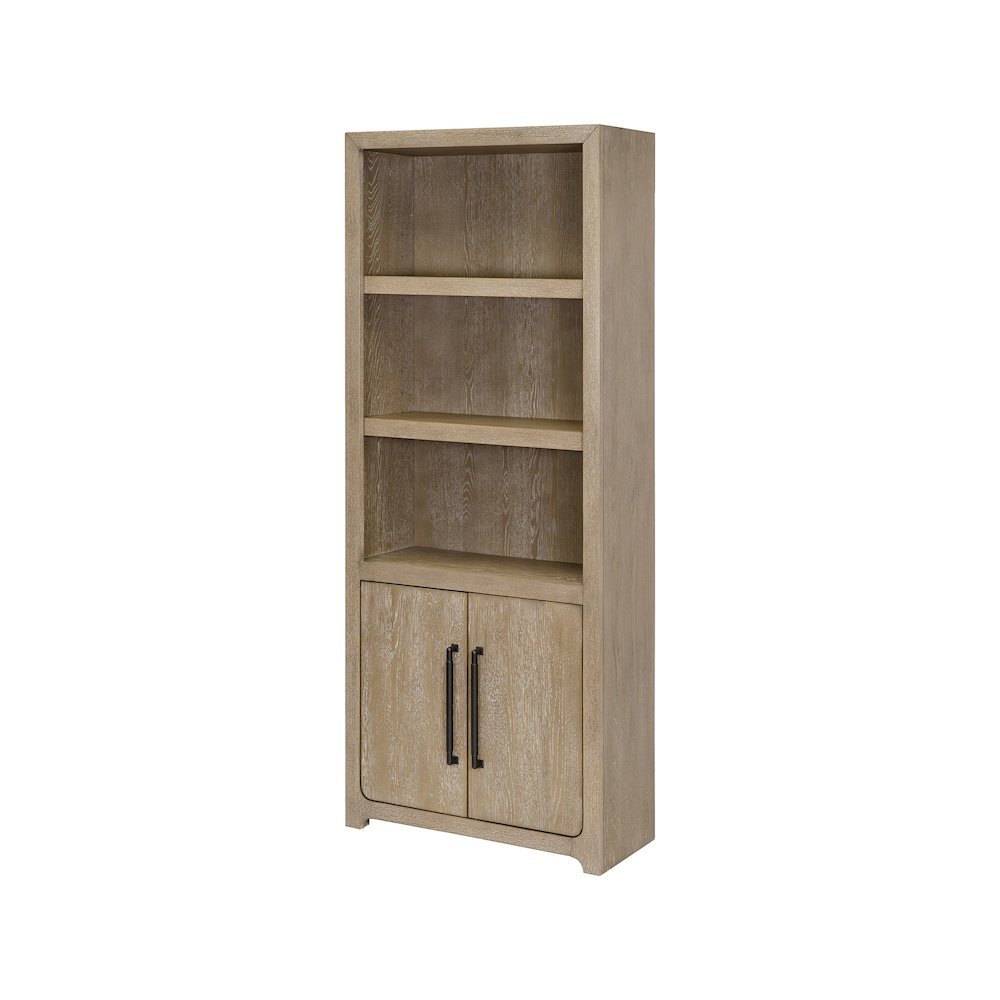 Wood Bookcase with Doors and Storage, Tall Bookshelf with Enclosed Shelves. Picture 1