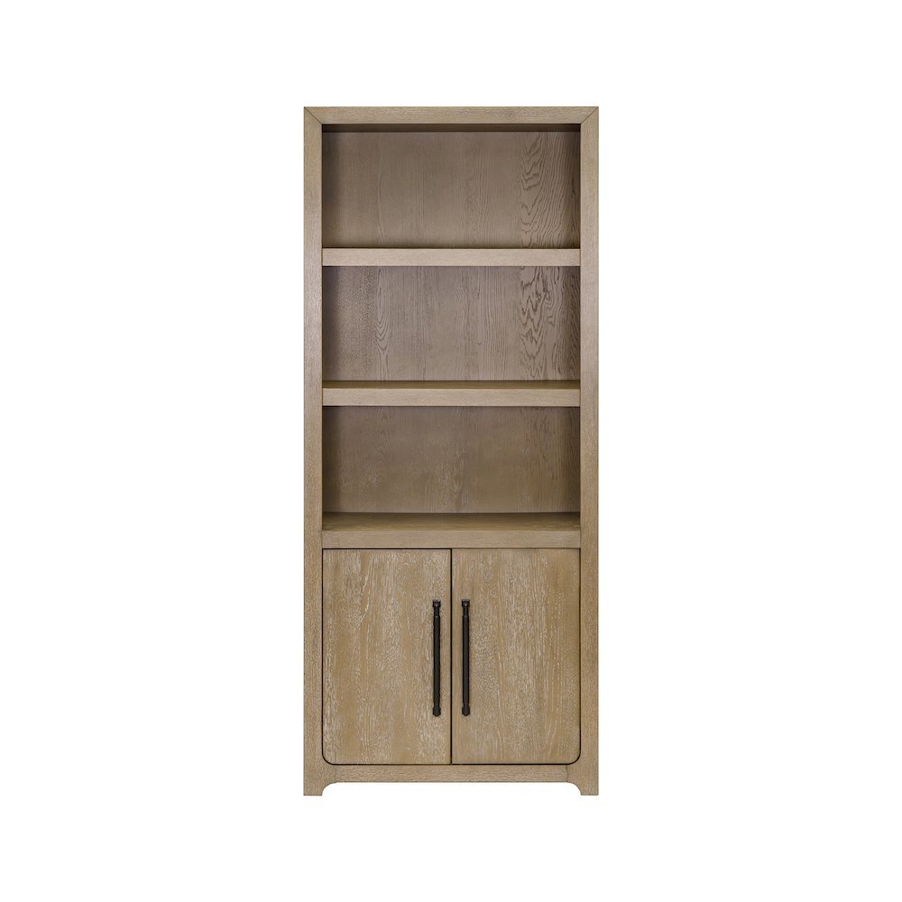 Wood Bookcase with Doors and Storage, Tall Bookshelf with Enclosed Shelves. Picture 4