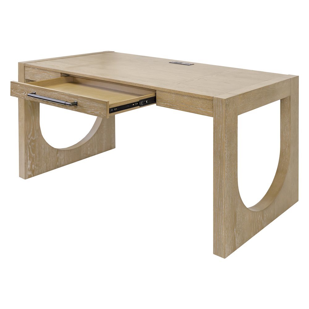 Modern Light Brown Desk – 55 Inch Computer Desk With Long Table Design. Picture 11