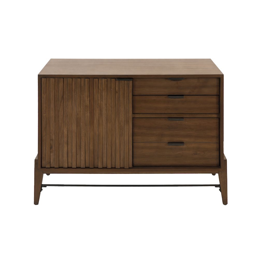 Small Console Table, File Drawer, 3 Drawers, Cabinet Storage, Brown. Picture 1