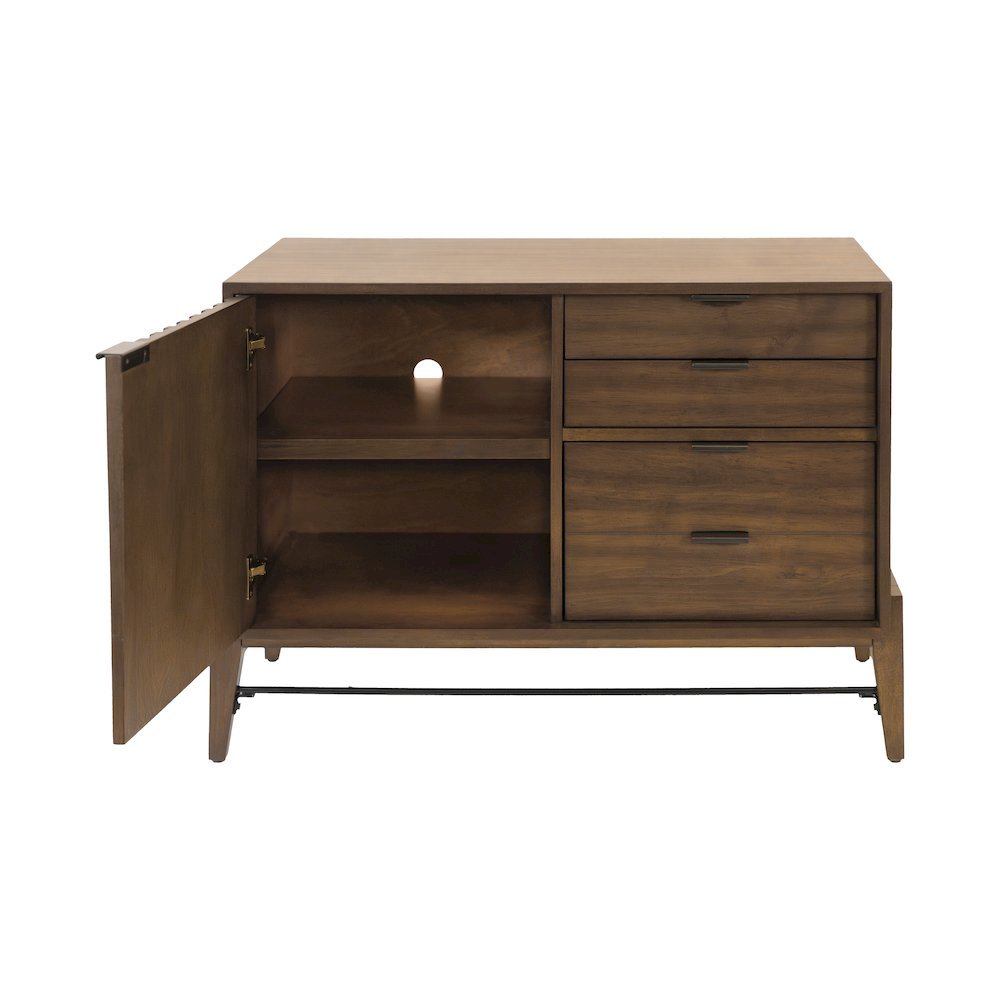 Small Console Table, File Drawer, 3 Drawers, Cabinet Storage, Brown. Picture 7