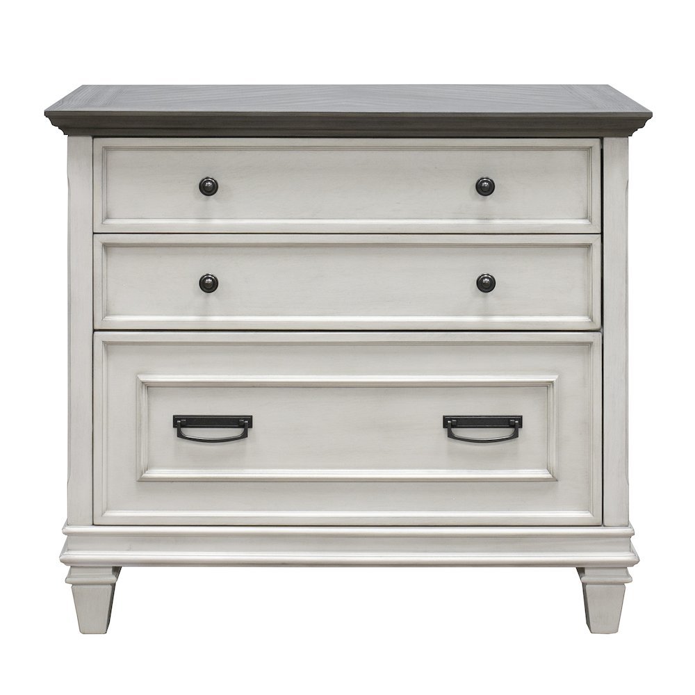 White Wood File Cabinet with Lock, 3-Drawer Lateral Filing Cabinet. Picture 4
