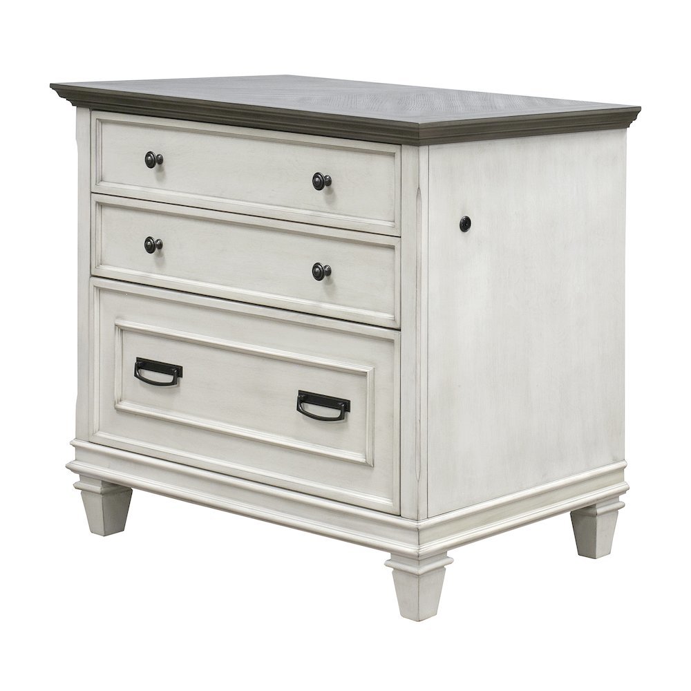 White Wood File Cabinet with Lock, 3-Drawer Lateral Filing Cabinet. Picture 1
