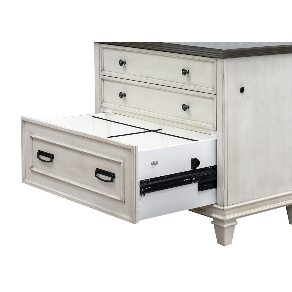 White Wood File Cabinet with Lock, 3-Drawer Lateral Filing Cabinet. Picture 7