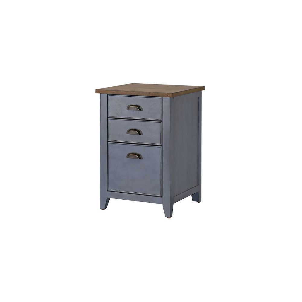 Three Drawer Wood File Cabinet, 1 Letter-Size File, 2 Utility, Blue. Picture 1