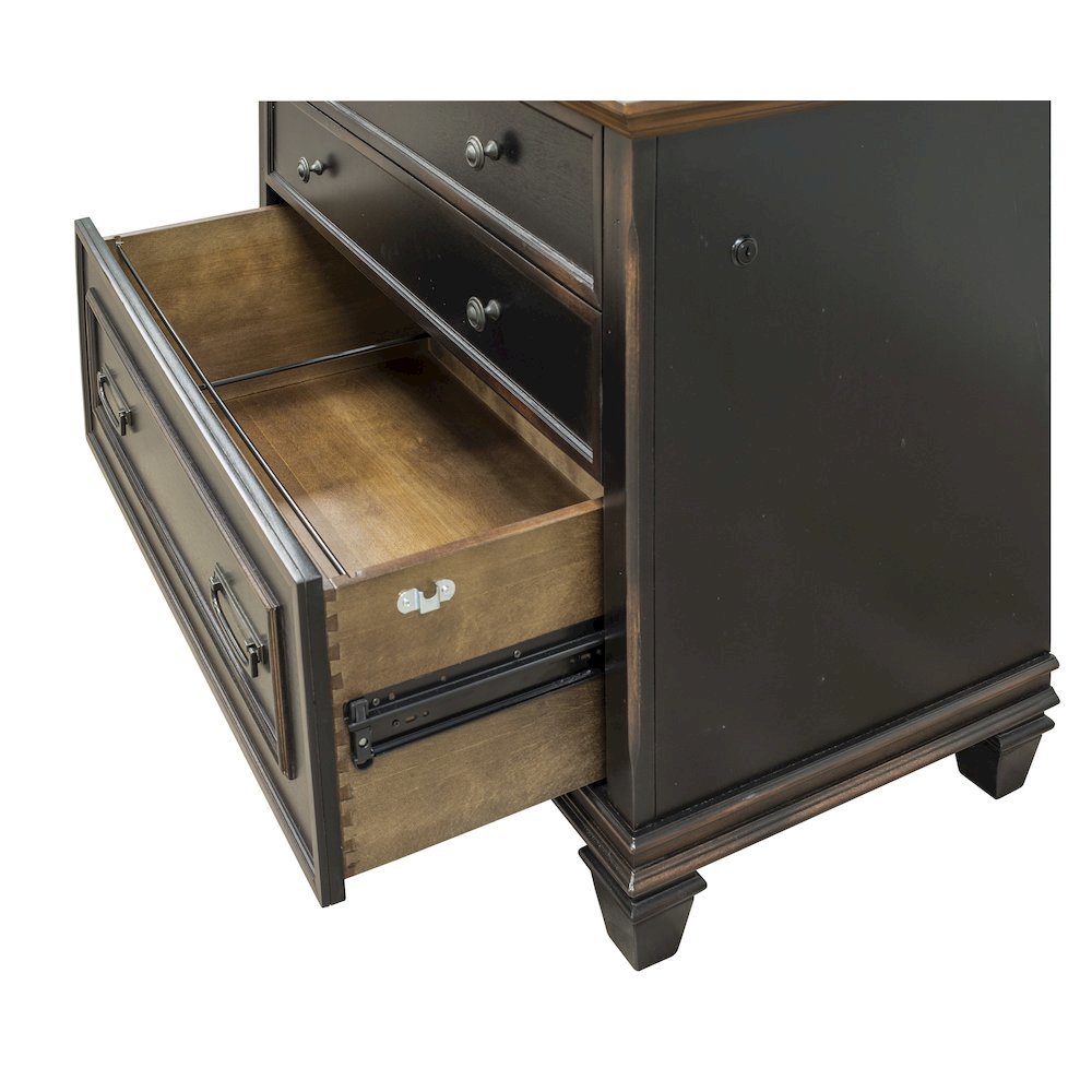 Brown Wood File Cabinet with Lock, 3-Drawer Lateral Filing Cabinet. Picture 7