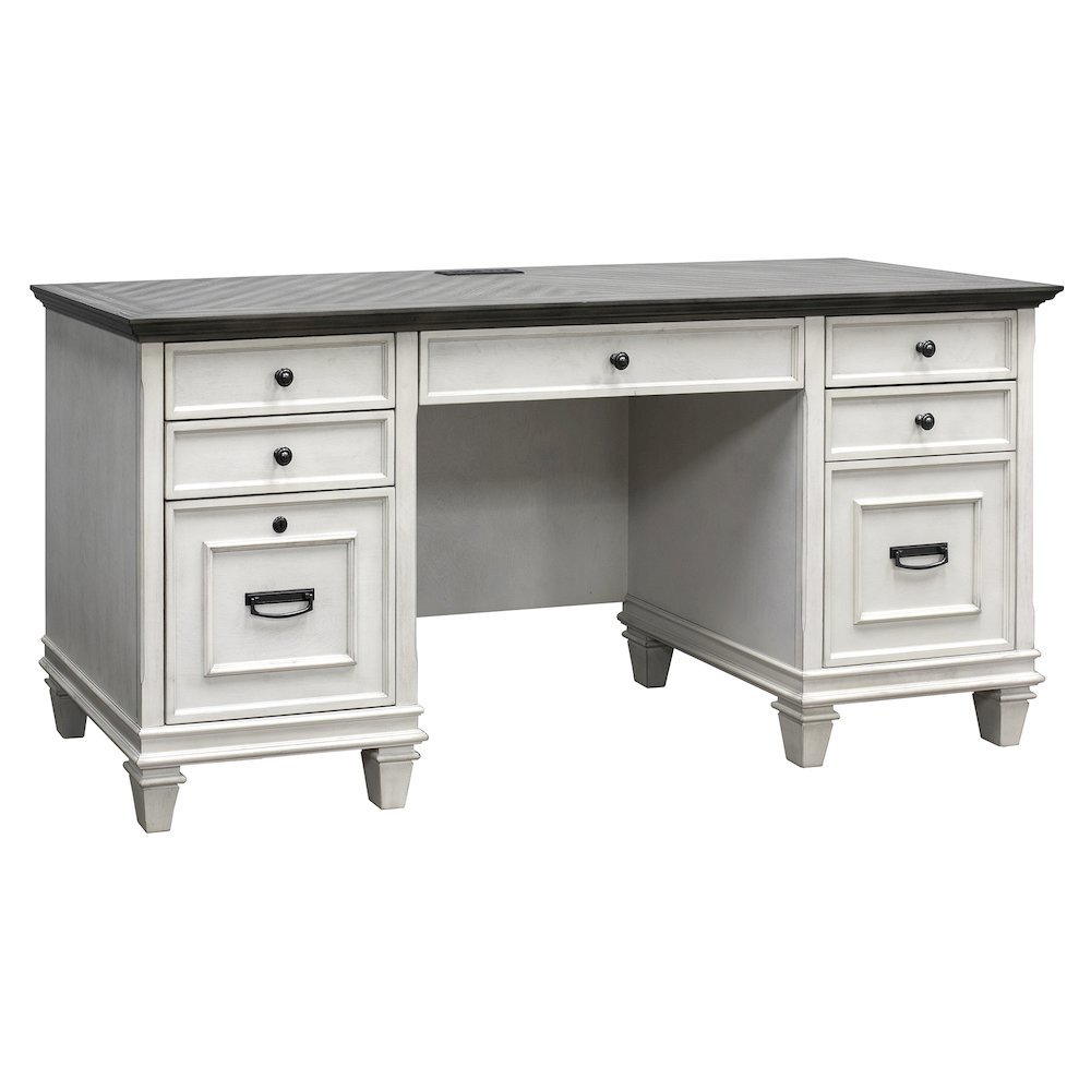 Wood Credenza, 4 Drawers, Printer Pullout, Power Center, White. Picture 7