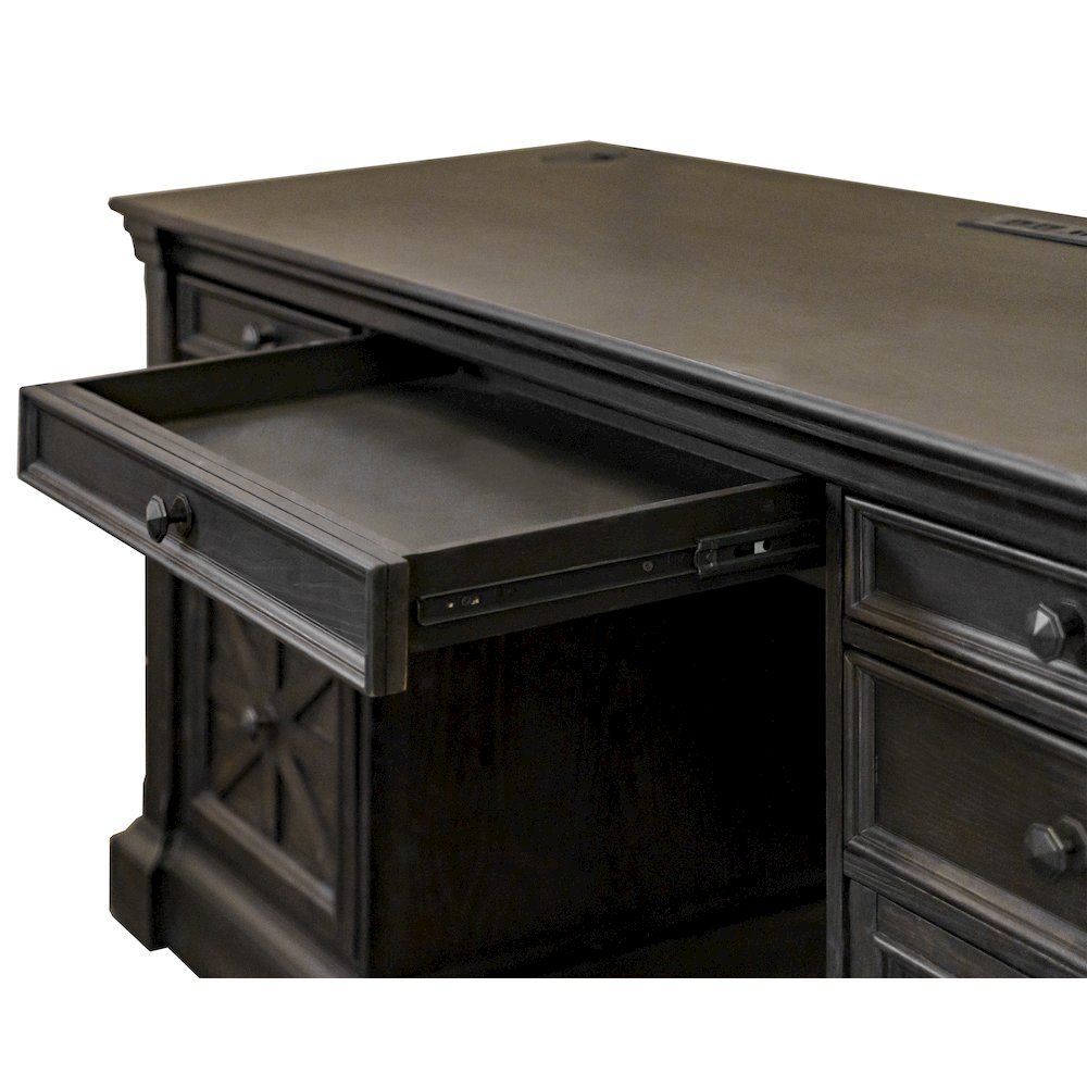 Traditional Credenza, 7 Drawers, 2 Locking Files, Power Center, Dark Brown. Picture 8
