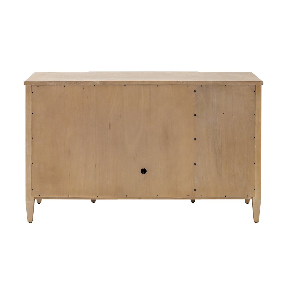 Wood Console Cabinet, 4 Doors, Pull-Out Shelf, Fully Assembled, Brown. Picture 6