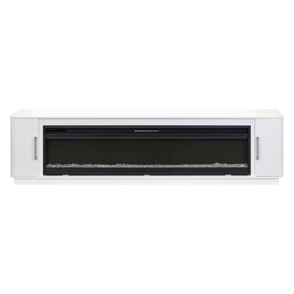 96-Inch Electric Fireplace Console, Infrared Heat, LED Flames, White. Picture 5