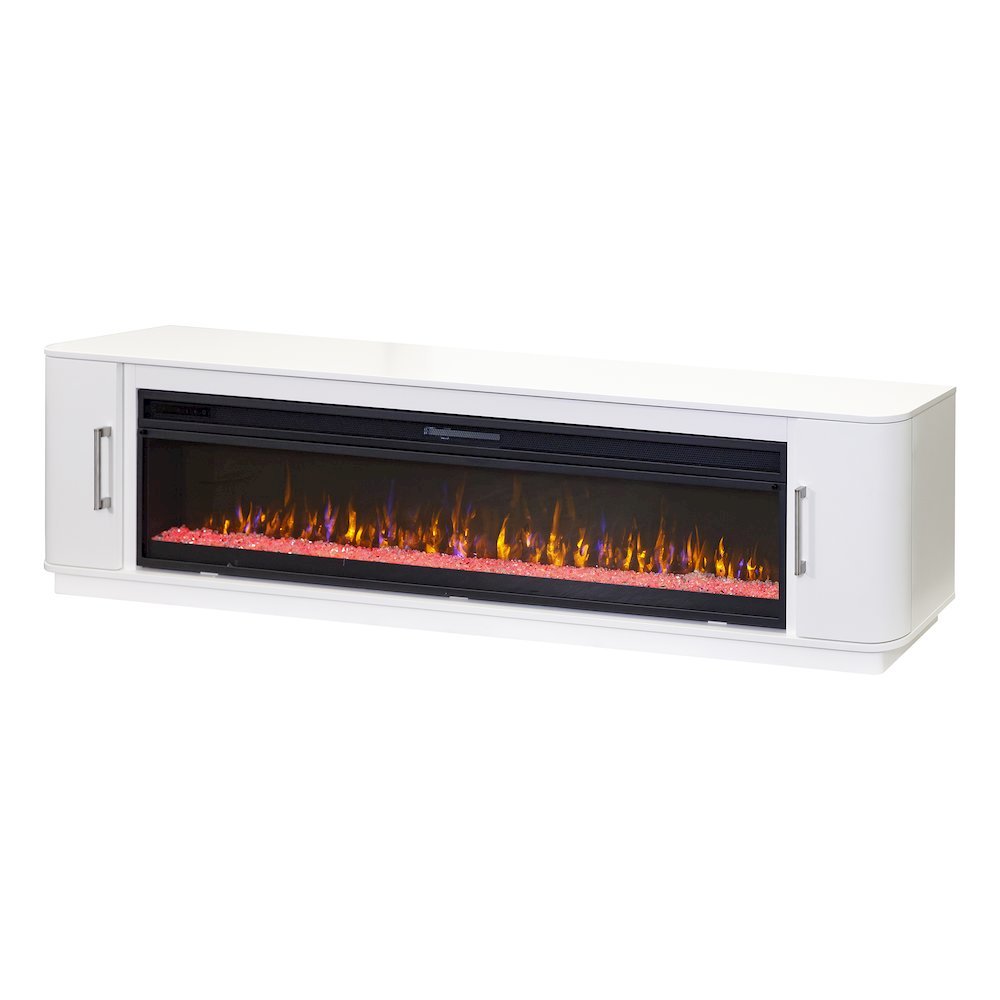 96-Inch Electric Fireplace Console, Infrared Heat, LED Flames, White. Picture 4