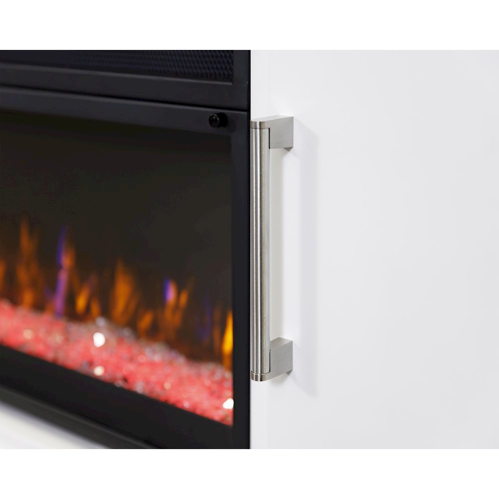 96-Inch Electric Fireplace Console, Infrared Heat, LED Flames, White. Picture 7