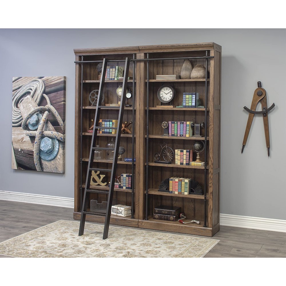 Avondale 8' Tall Bookcase Wall With Ladder, Storage. Picture 3