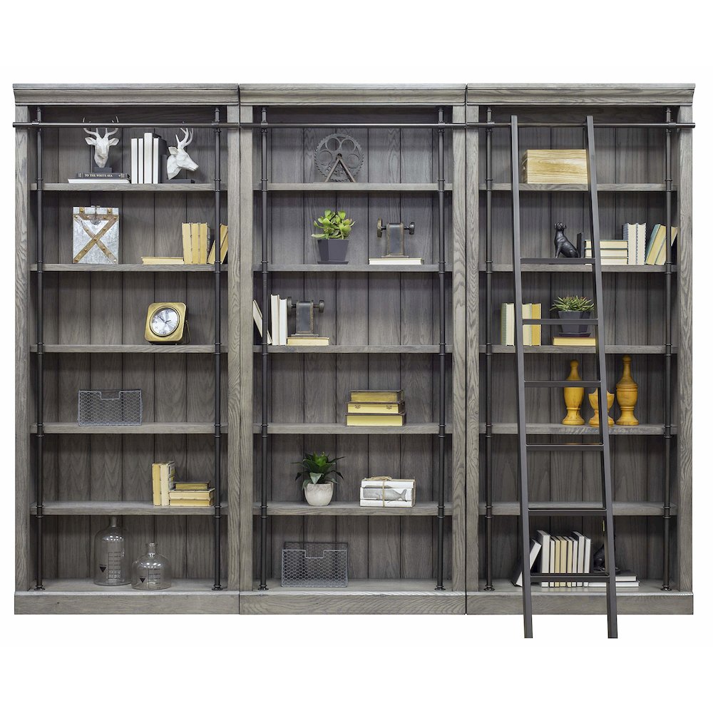 Avondale 8' Tall Bookcase Wall With Ladder. Picture 1