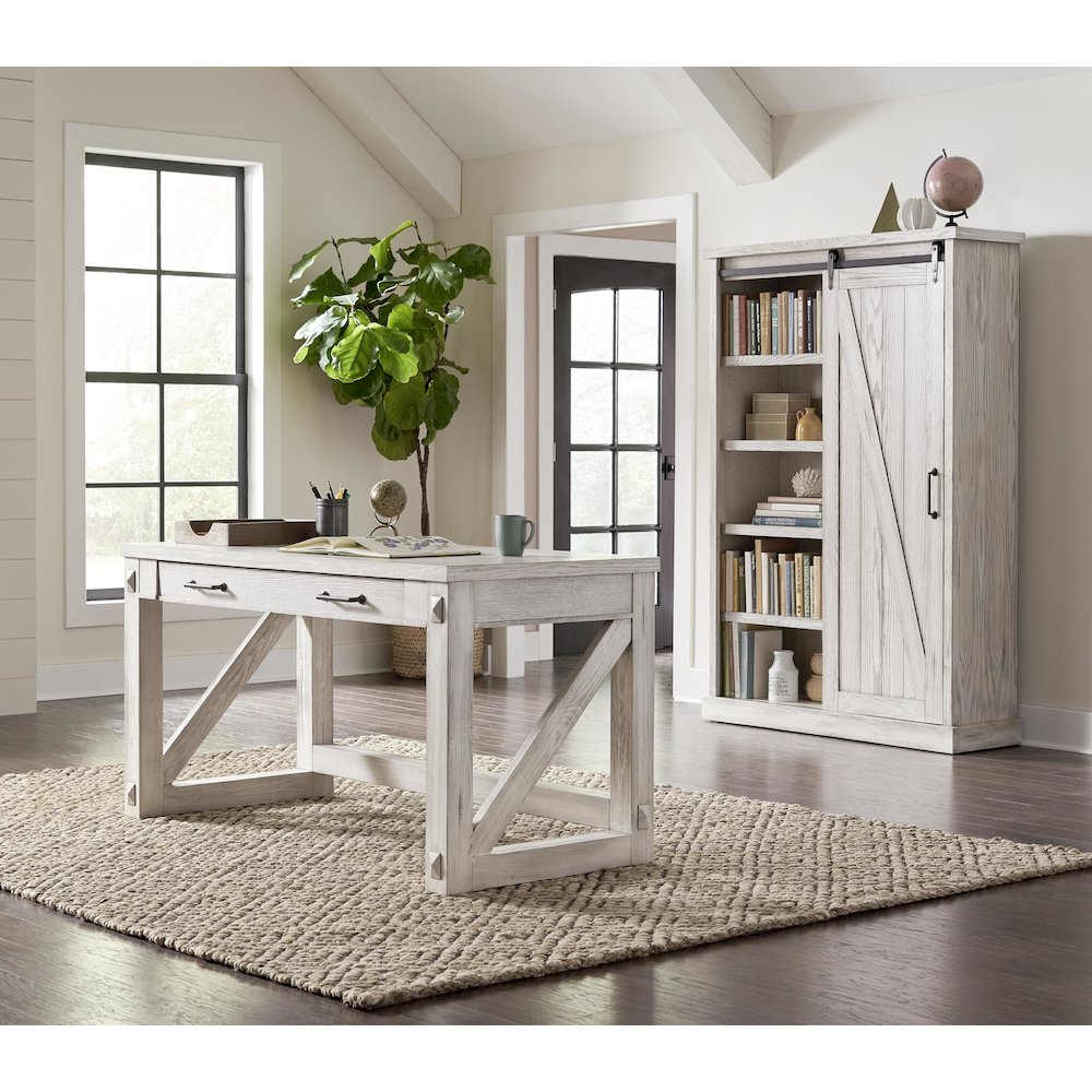 Avondale Rustic Barn Door Bookcase, White. Picture 8
