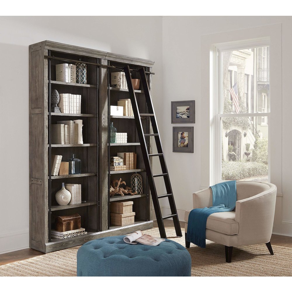Avondale 8' Tall Bookcase Wall With Ladder. Picture 7