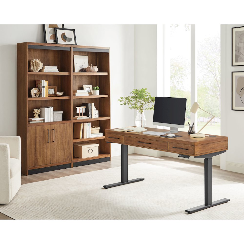 Avery Modern Electric Sit/Stand Desk, Rich Medium Brown. Picture 4