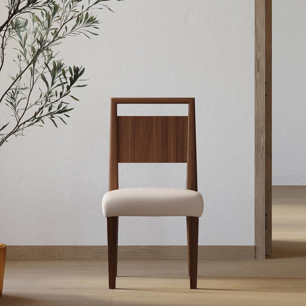 Mid-Century Modern Wood Kitchen Dining Table with Six Chairs, Brown. Picture 10