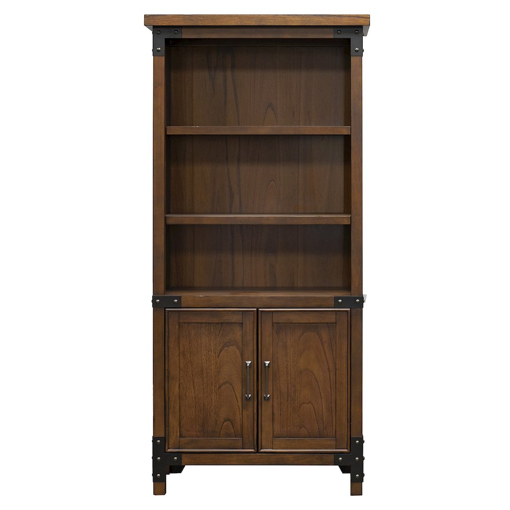 Addison Rustic Bookcase With Doors. Picture 2