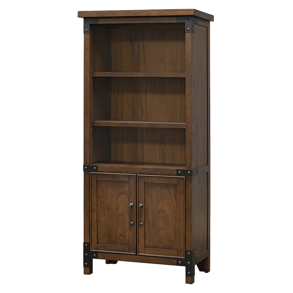 Addison Rustic Bookcase With Doors. Picture 3