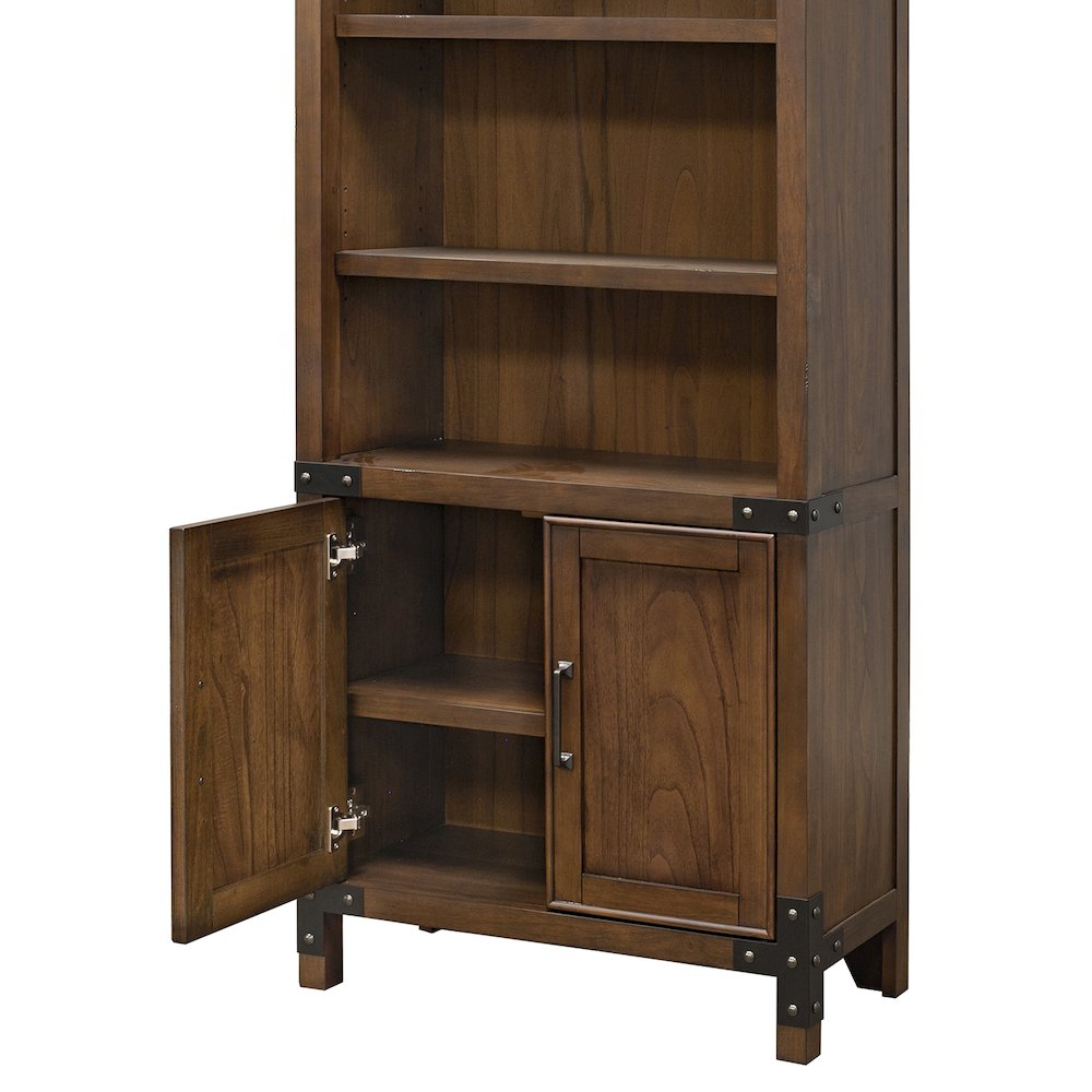 Addison Rustic Bookcase With Doors. Picture 4