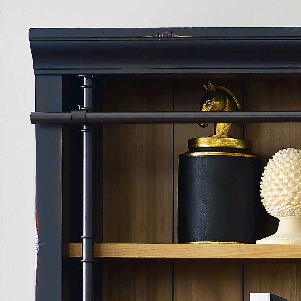 Toulouse 8' Tall Wood Bookcase with Fireplace Insert, Storage. Picture 3