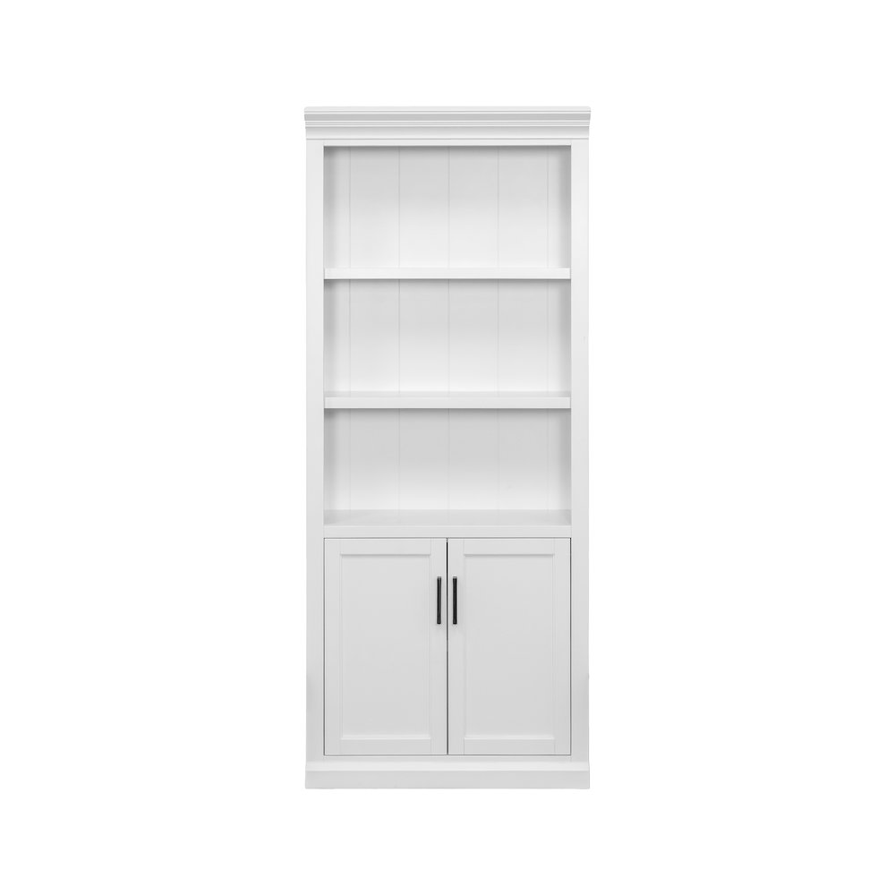Modern Wood Lower Doors Bookcase, Office Bookcase, Office Shelving, White. Picture 1