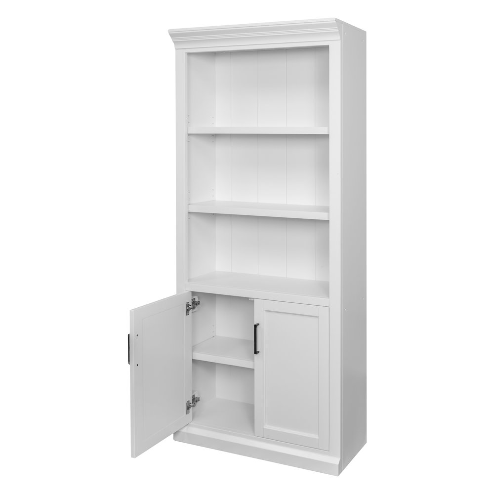 Modern Wood Lower Doors Bookcase, Office Bookcase, Office Shelving, White. Picture 3