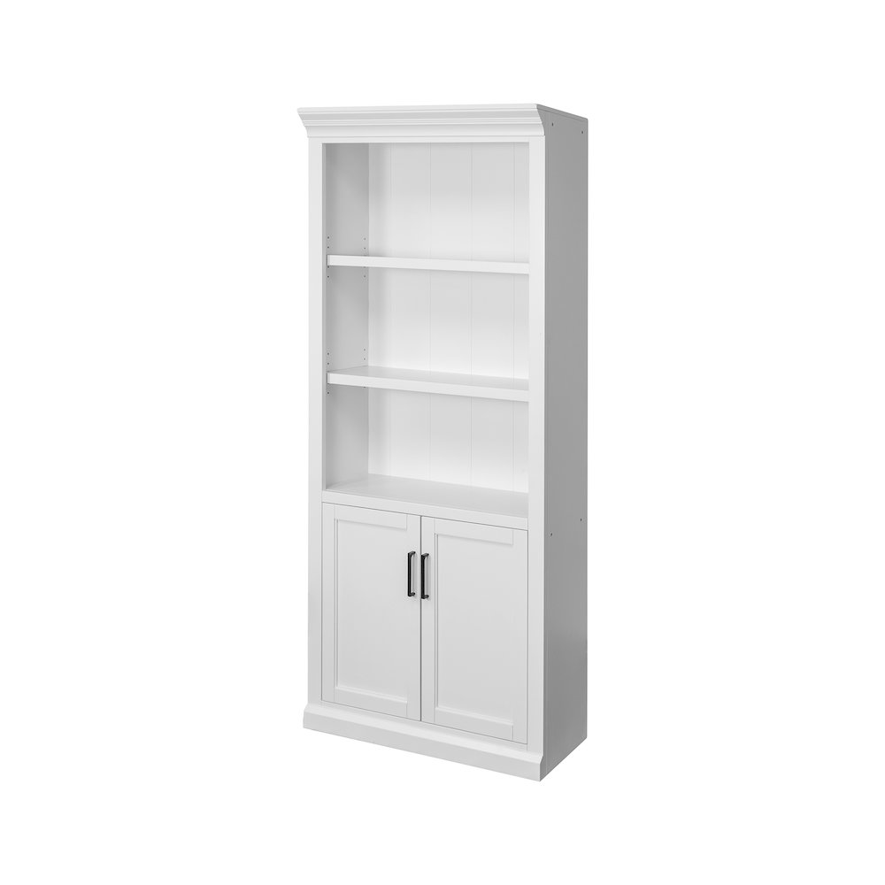 Modern Wood Lower Doors Bookcase, Office Bookcase, Office Shelving, White. Picture 2