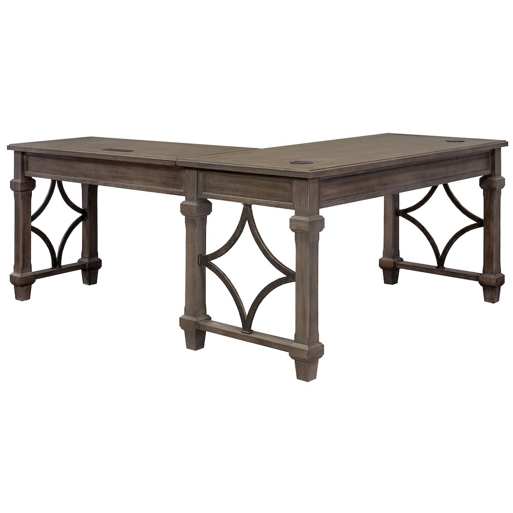 Carson Wood Open L-Desk & Return, Gray. Picture 5
