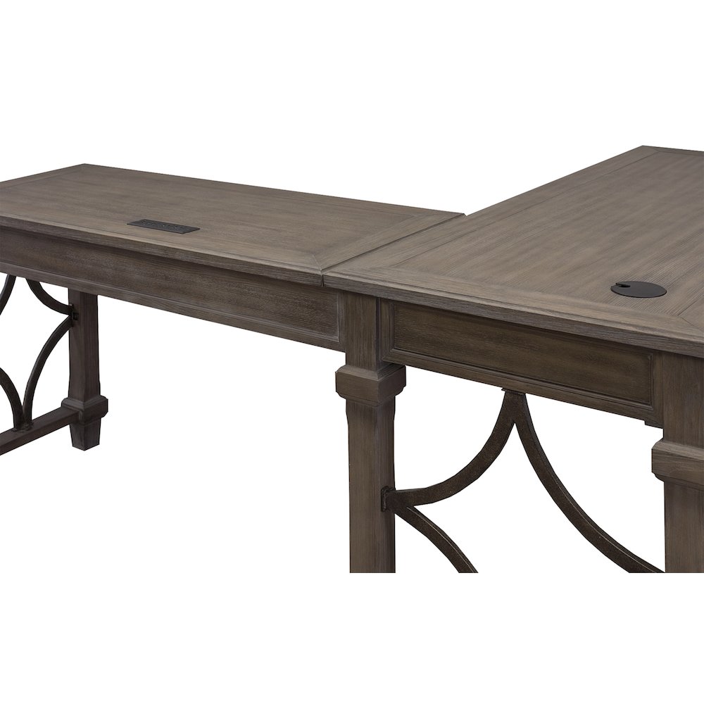 Carson Wood Open L-Desk & Return, Gray. Picture 6