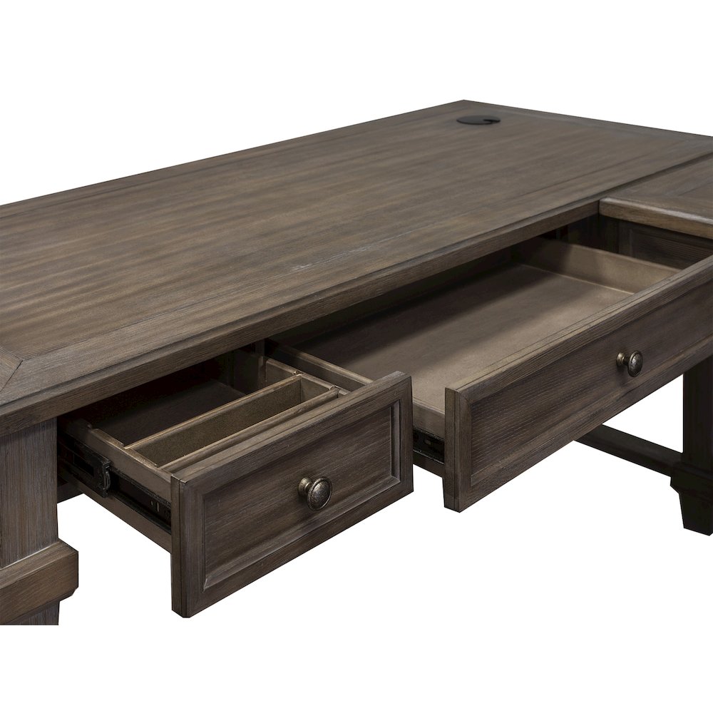 Carson Wood Open L-Desk & Return, Gray. Picture 8